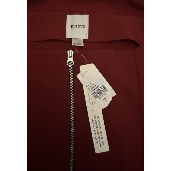 NWT Size M - Anthropologie Maeve Zip-Front Column Midi Skirt Red (NWT US$ 118) - Picture 9 of 16